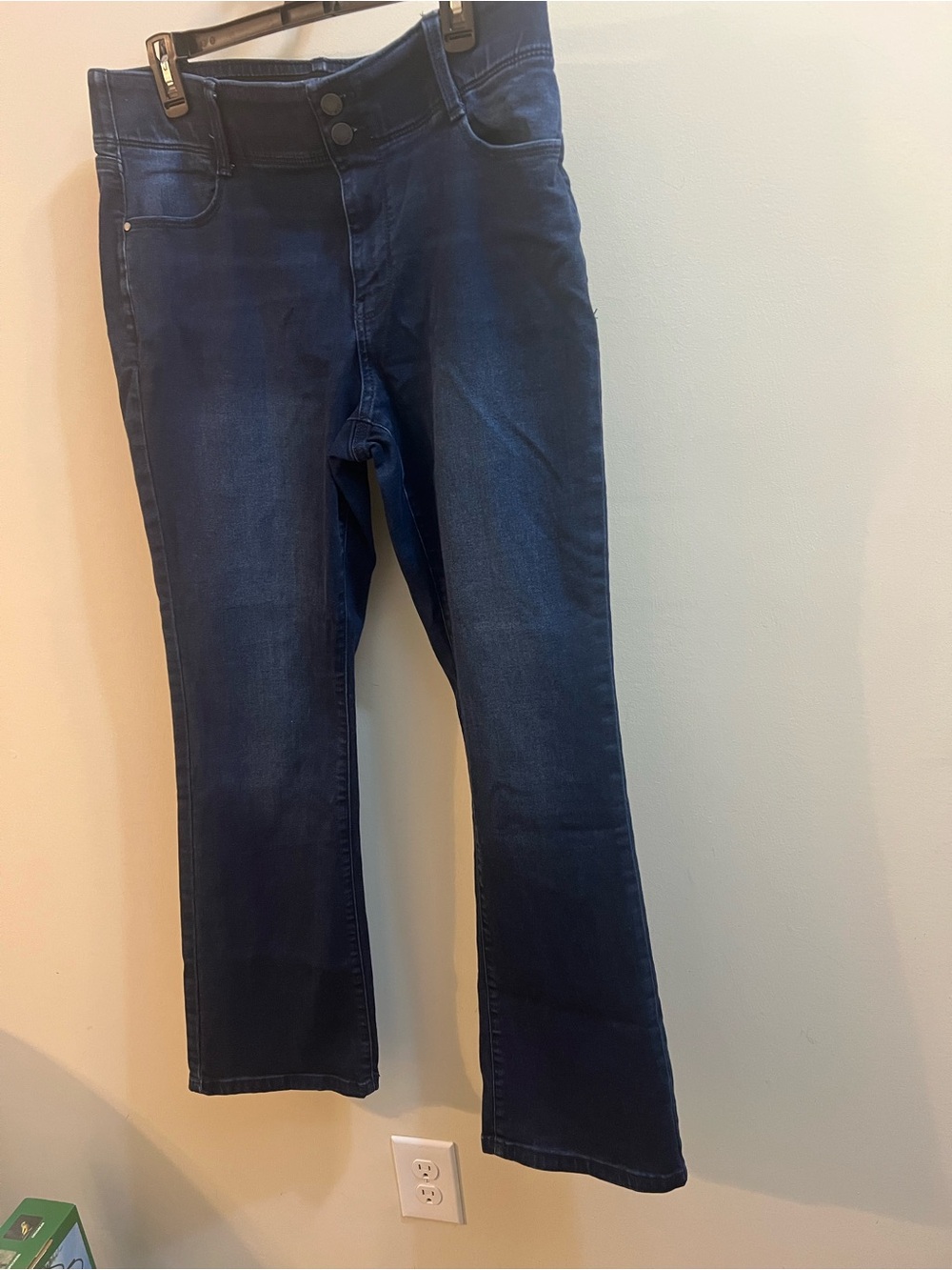 Nine West Dark Blue Bootcut Flare Jeans Wide Band Stretch Size 16